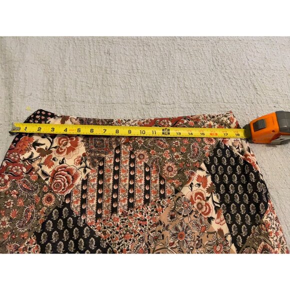 Chaps Skirt Womens Medium Boho Patchwork Paisley Floral Ruffle Hem Midi Multicol - Picture 3 of 9